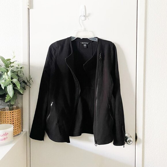 🦋 ATHLETA Black Moto Zip Up Jacket Size Medium - Picture 2 of 7